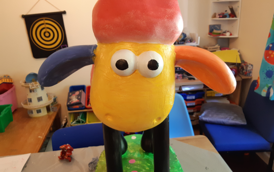 Colourful sculpture of Shaun the Sheet