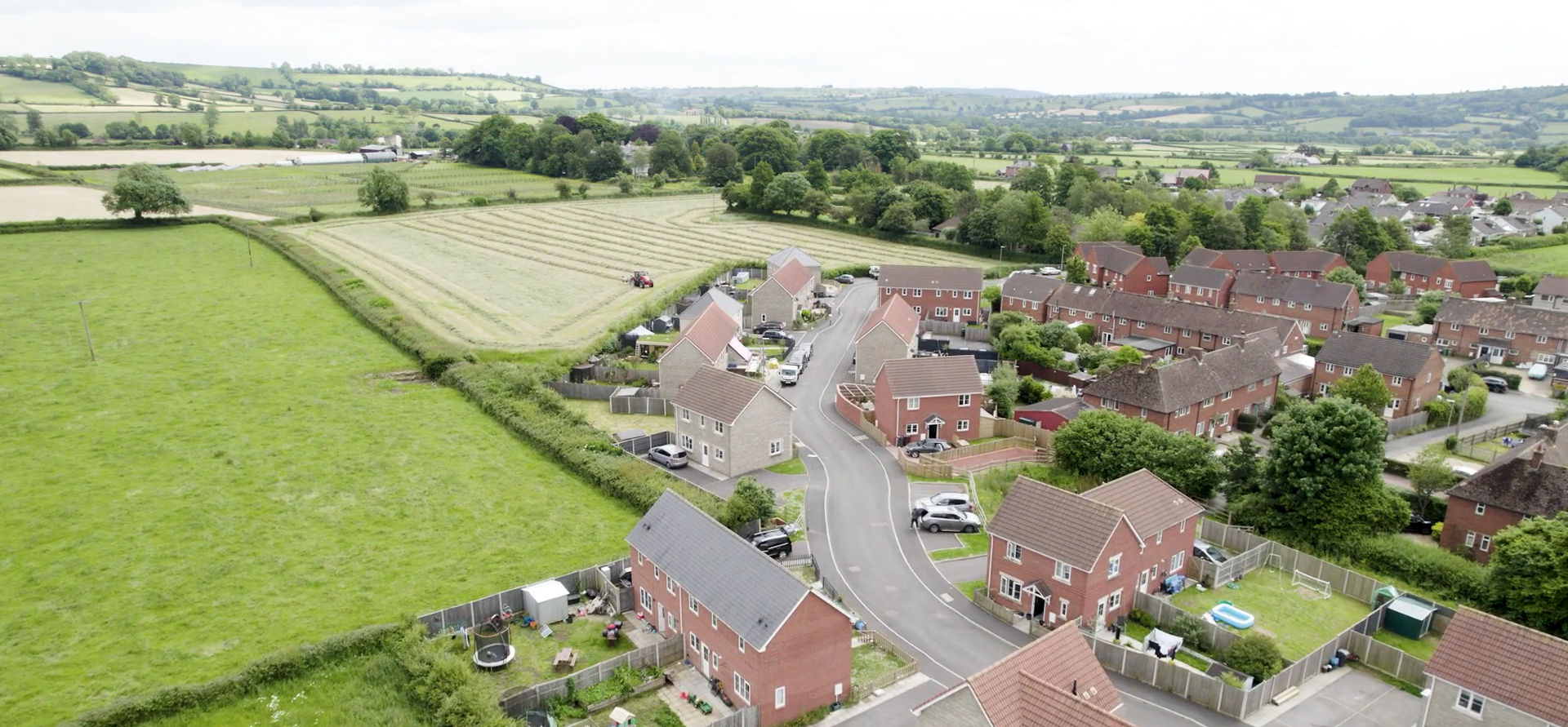 New build homes adjacent to a field